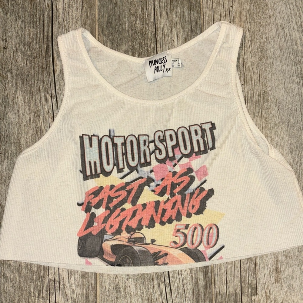 Princess Polly motor sport cropped tank size:6